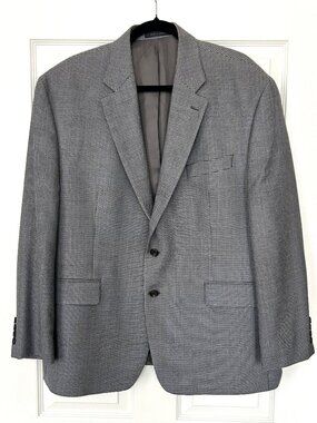 Lauren Ralph Lauren Blazer Mens 46S Gray Houndstooth Silk Wool Sport Coat